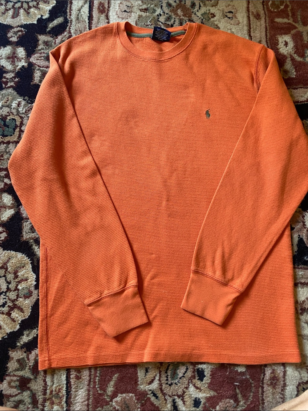 Ralph Lauren Orange Waffle-Knit Long Sleeve Crew